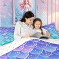 thumbnail image 4 of meiyoeat Ombre Sparkle Mermaid Twin Comforter Sets for Girls, Gradient Star Ocean Wildlife Bedding Set, Blue Purple, Reversible, 2pcs, 1 Comforter and 1 Pillowcase, 4 of 6