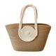 thumbnail image 2 of Bolso de mano tejido con cuerda de algodón de gran capacidad | Bolso de hombro versátil para mujer | Bolso de playa Daily Casual Tote | Empalme caqui negro blanco | 32x20x10cm | Almacenamiento, 2 of 6