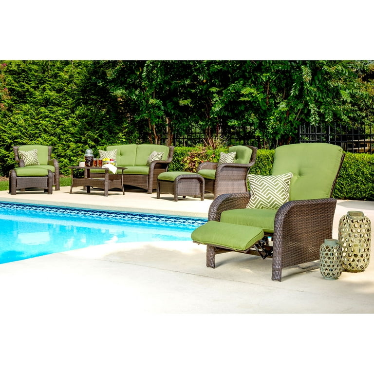 Hanover Strathmere Wicker and Steel Outdoor Patio Lounge Chair Cilantro Green