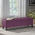 thumbnail image 2 of Christopher Knight Home Modern 52" Velvet Storage Ottoman Bench, Button Tufted, Purple, 2 of 14