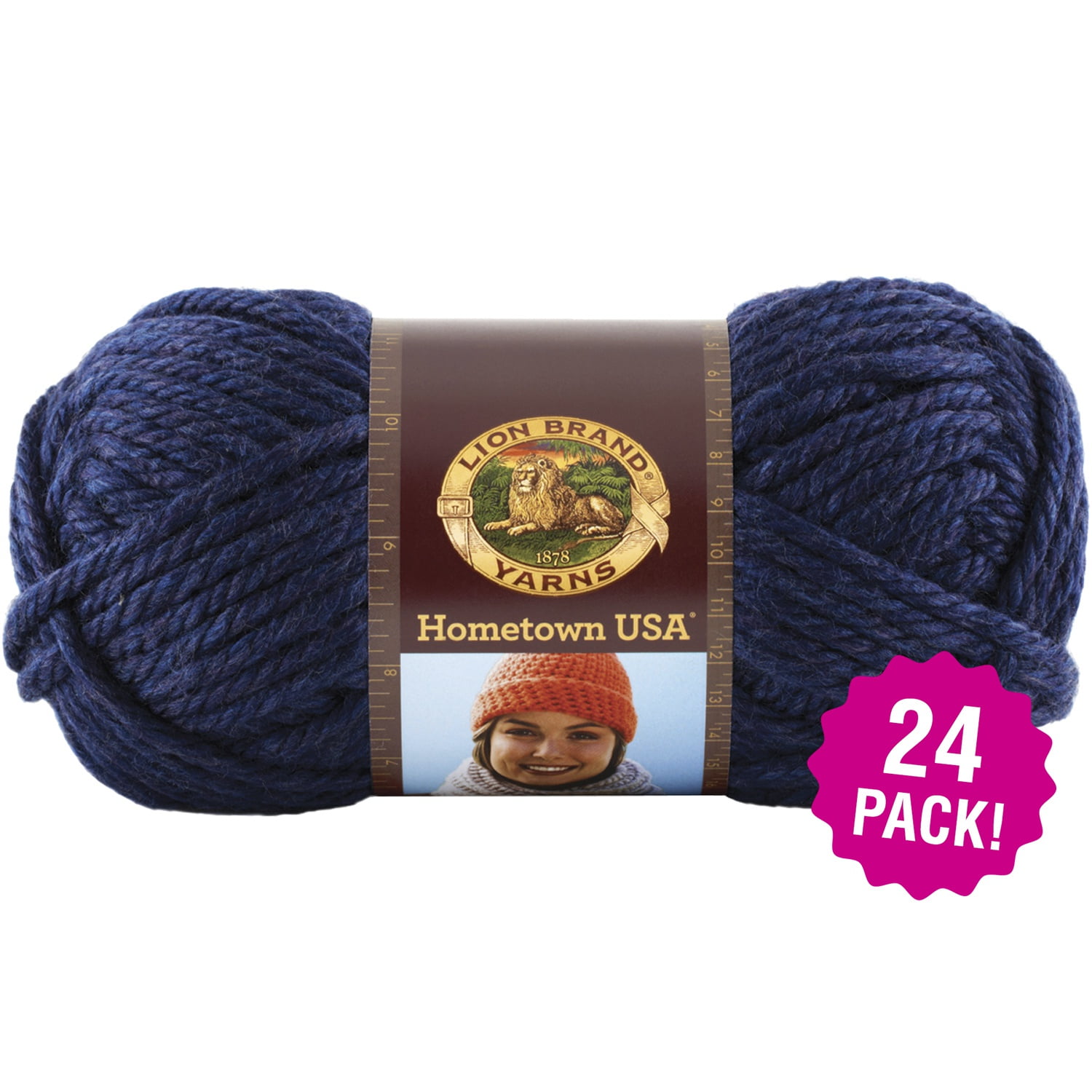 Lion Brand Hometown USA Yarn San Diego Navy, Multipack of 24