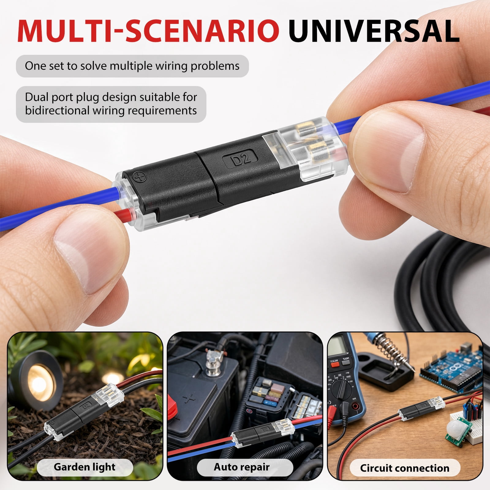 200 Pack Wire Connector for Low Voltage Wiring No Soldering Quick Wire Connector for Landscape Lighting LED Light Strip and Home Circuit Repair