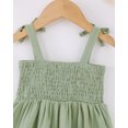 thumbnail image 6 of 18 Months Baby Girls Dress 24 Months Girls Sleeveless Dress Flower Solid Color Toddler Girls Off-the-shoulder Summer Suspender Dress Green, 6 of 7