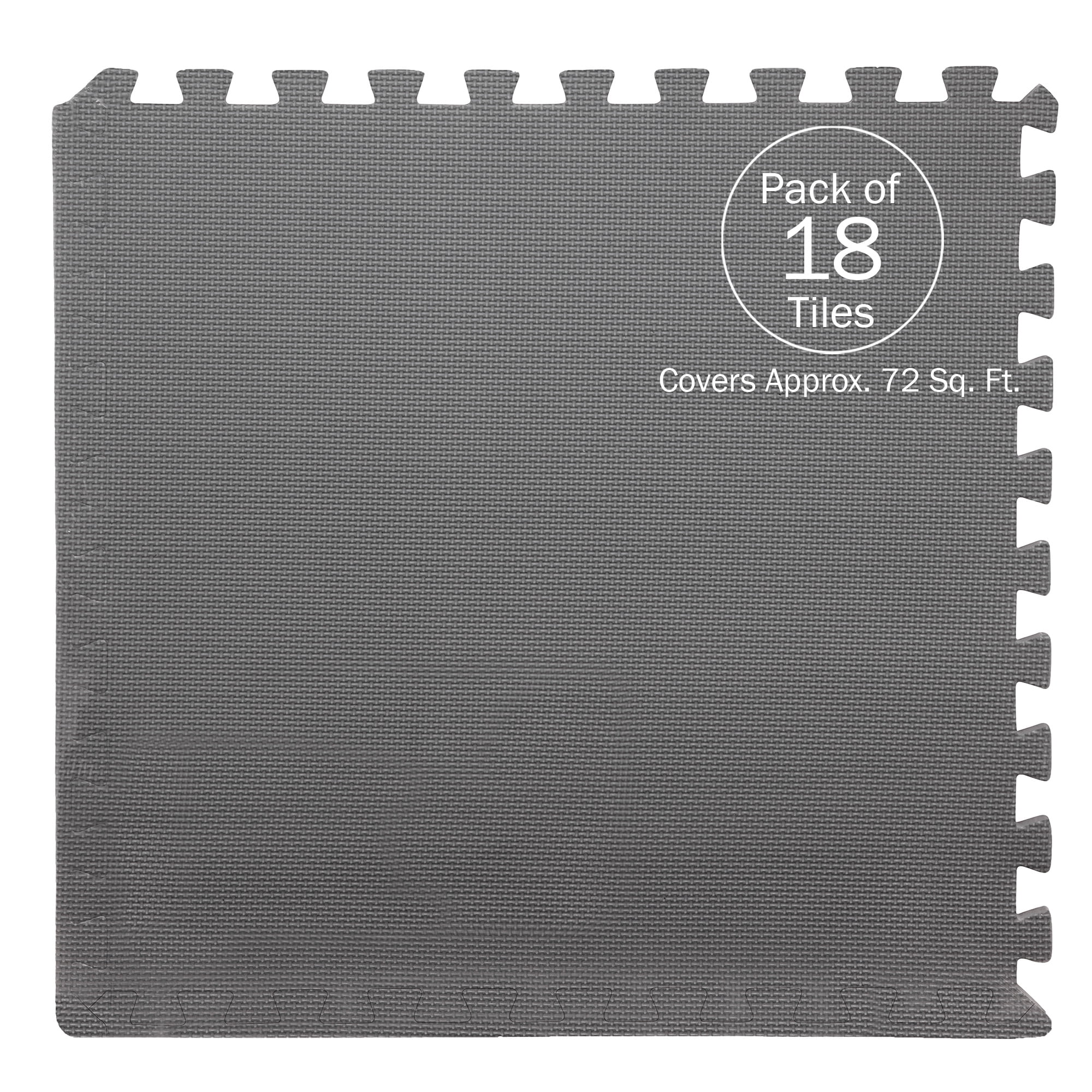 Stalwart EVA Foam Mat Tiles 18-Pack - 72 SQ FT of Interlocking Padding for Garage, Playroom, or Gym Flooring - Gray