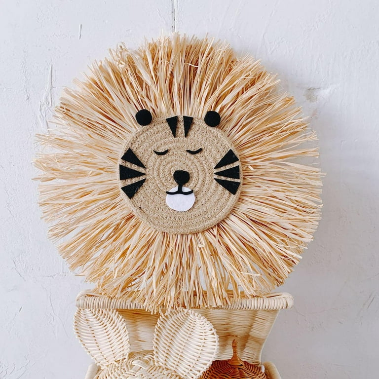 40cm Straw Wall Hanging Decor Tapestry Animal W Rope Handwoven Pendant Cartoon Handmade for Living Room House Decoration Housewarming
