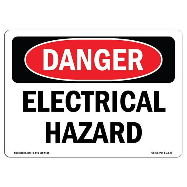 SignMission OS-DS-A-1218-L-1836 12 x 18 in. OSHA Danger Sign - Electrical Hazard