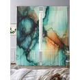 thumbnail image 3 of Abstract Water Ripple Art Sheer Curtains 84 Inches Long 2 Panels Teal Green Orange Marble Texture Light Filtering Semi Sheer Window Curtains Drapes for Bedroom Living Room 52"x84", 3 of 7
