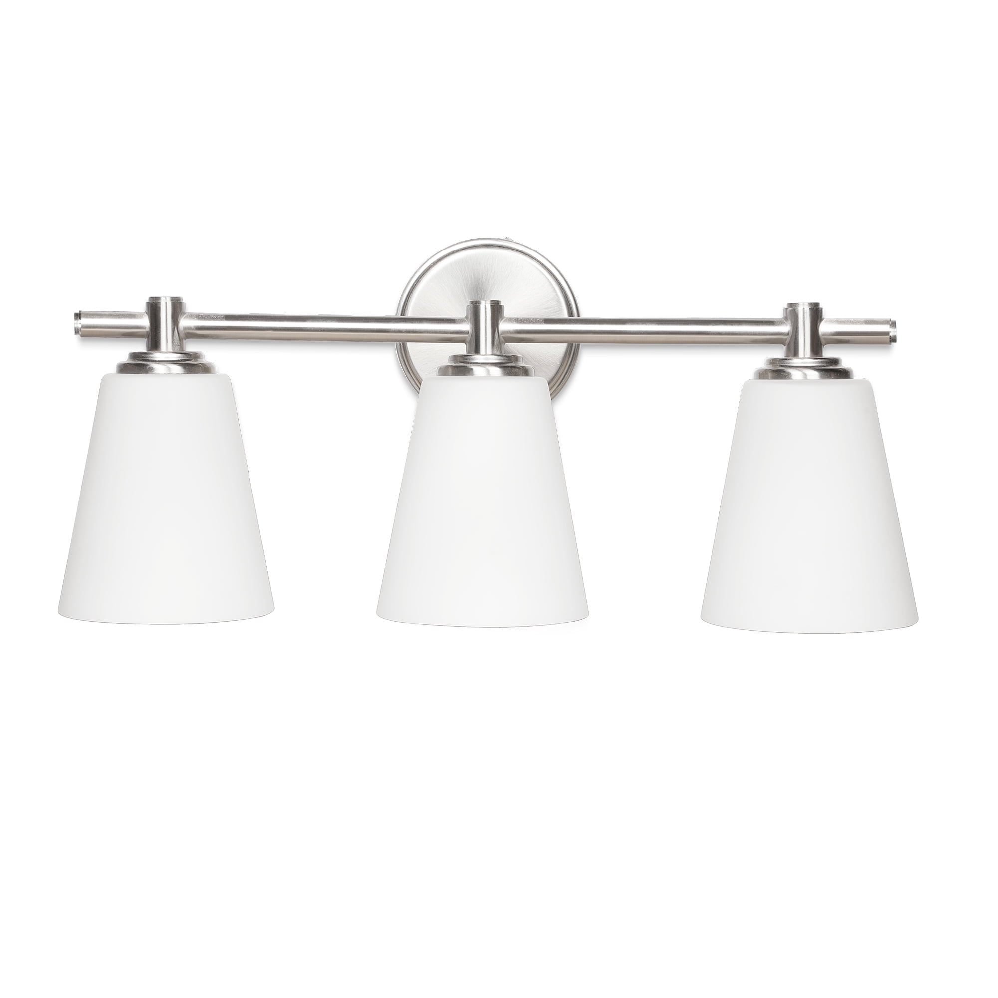 Lucere 3-Light Bathroom Vanity Lighting, 20.25” Contemporary Wall Light with Frosted Glass Shade, Brushed Nickel Finish, E26 Bulb Base (Bulb Not Included)