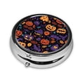 thumbnail image 2 of ZICANCN Round Pill Box Organizer with 3 Compartment, Purple Orange Leaf Pumpkin Portable Travel Pill Cases for Pocket or Purse, 2 of 6