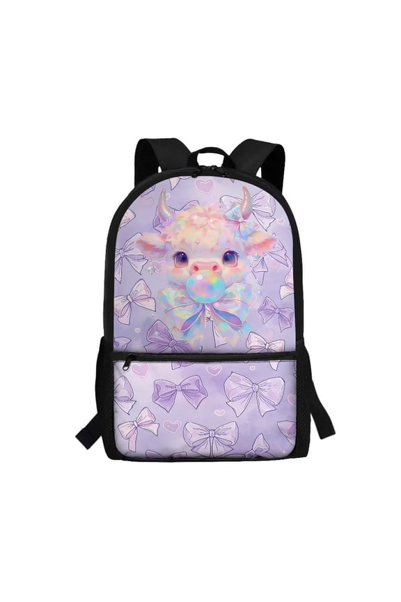 Kids Children School Backpack Lightweight Bubblegum Cow Print School Bag for Preschool Elementary Kindergarten Boys and Girls Sports Casual Daypack - 17 Inch
