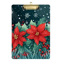 FORMRS Acrylic Clipboard with Low Profile Clip Standard A4 Letter Size, 12.5" x 9", Christmas Poinsettia