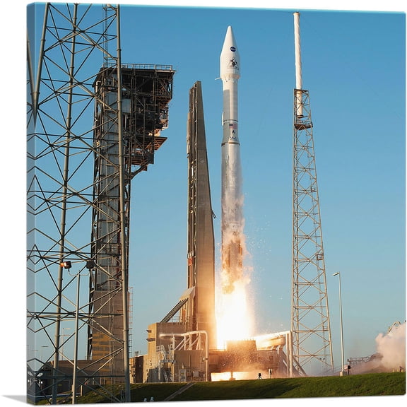ARTCANVAS NASA Atlas V Engine Roars to Life During Liftoff Canvas Art Print - Size: 12" x 12" (0.75" Deep)