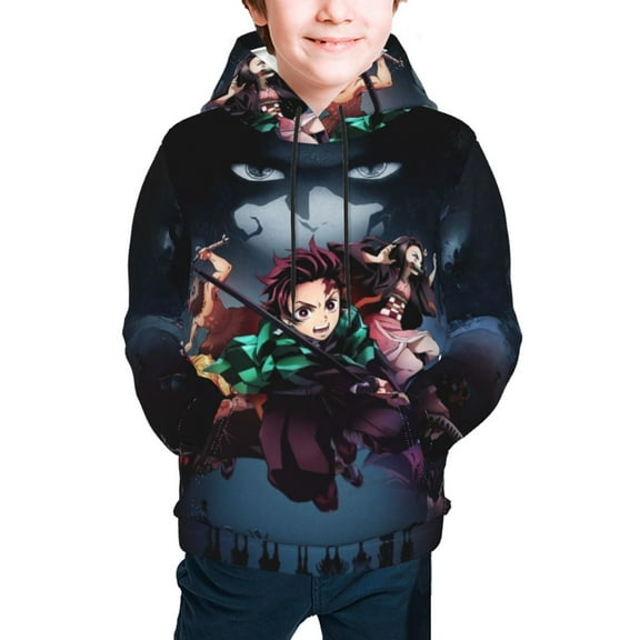 Demon Slayer Kimetsu no Yaiba Kids' Hoodie 3D Print Sweatshirt Soft Pullover Hooded with Big Pockets Fans Gifts for Boys or Girls Small