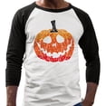 thumbnail image 2 of Pumpkin Face Ombre Three-Quarter Raglan Sleeve Baseball Shirt Unisex Medium White/Black, 2 of 5