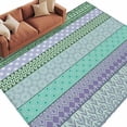 thumbnail image 2 of Area Rug for Living Room, Purple Green Boho Non-Slip Indoor Ex Large Carpet for Bedroom/Dining Room, Vintage Ethnic Tribe Abstract Art Washable Low-Profile Rectangle Floor Runner Rugs - 8 x 10 Ft, 2 of 7