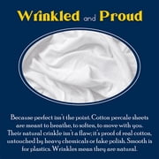 Color Sense 4-Piece 100% Cotton Percale Bed Sheet Set, Cool & Crisp Bedding, Queen, White