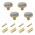 thumbnail image 2 of Black and White Plaid Cabinet Knobs Kitchen Drawers Knobs Door Round Pulls Knob Handles Dresser Cupboard Wardrobe Decorative Set of 4, 2 of 9