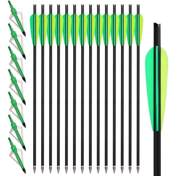 14-pcs 20 in Crossbow Bolts,7-pcs 100-Grain Hunting Broadhead,for Outdoor Target Practice