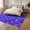 thumbnail image 3 of ODIKA 6'x9' Washable Area Rug Non-Slip, Easy Care, Ombre Short Checked Symmetrical Interlocking Cell Formation Checkered for Family Room, Living Room, Master Bedroom, 3 of 7
