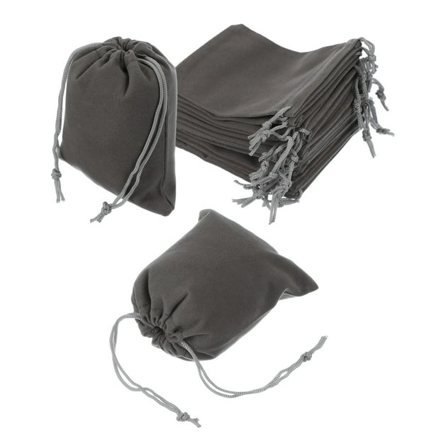 Uxcell 20 Pcs Bolsa de Terciopelo con Cierre de Cordón, 4 x 4.7 Pulgadas Bolsas de Regalo de Terciopelo para Favor de Boda, Empaque de Joyas, Organización y Almacenamiento, Gris