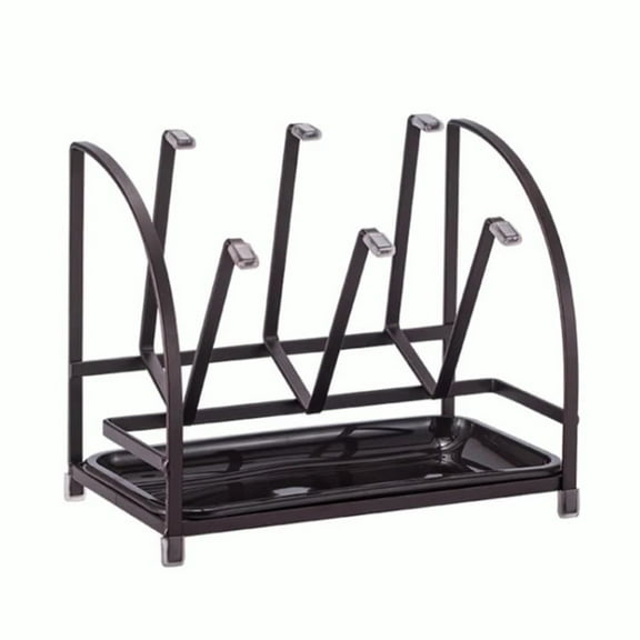 Nmdmisc Metal Mug Holder with Water Tray, Cup Rack Mug Hooks for Cup Drying and Storage Silicone Protective HooksCarbon SteelNon-Slip CupsCup OrganizerGlass Coffee Cup Countertop