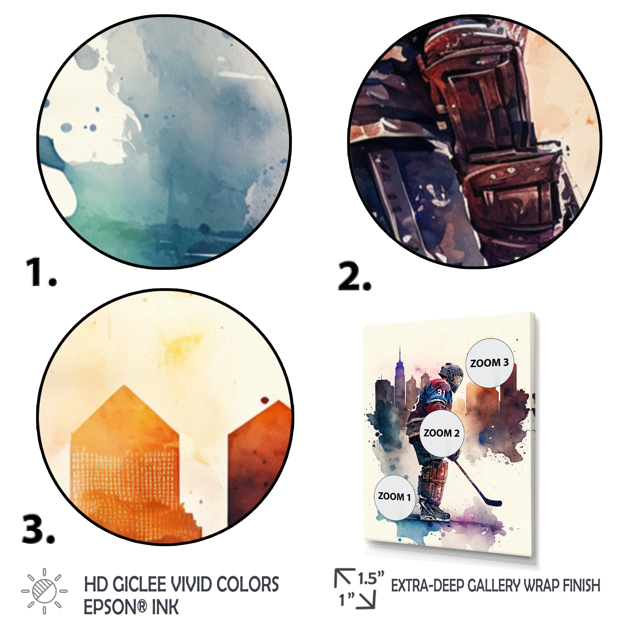 Designart Hockey Player In Front Of Cityscape I Canvas Wall Art