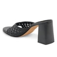 thumbnail image 4 of YDN Women Open Round Toe Woven Mules Slip on Cutout Chunky High Heels Casual Dressy Work Slide Sandals Size 10 Black, 4 of 4