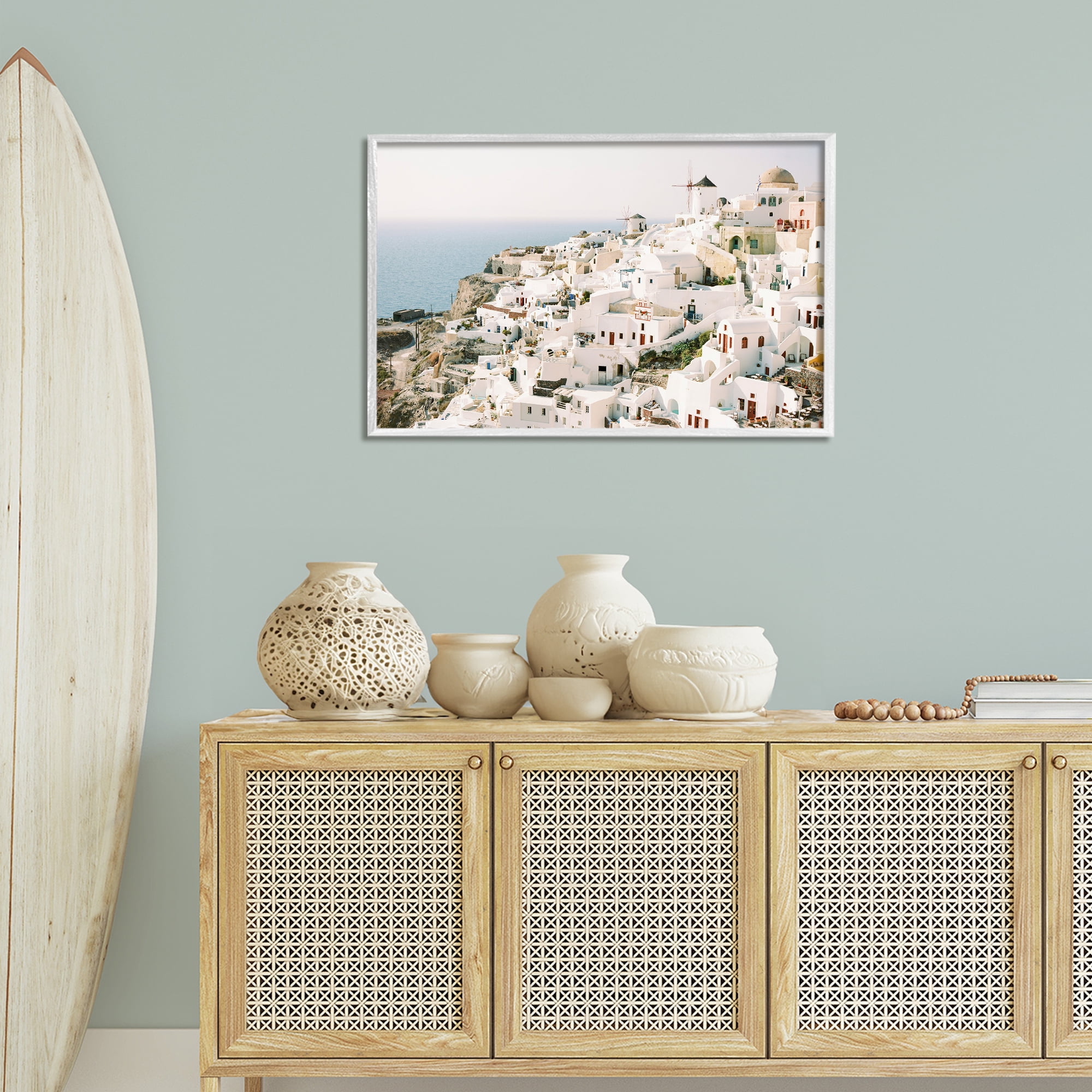 Stupell Industries European Seaside City Town & City Photography White Framed Art Print Wall Art, 30 x 20