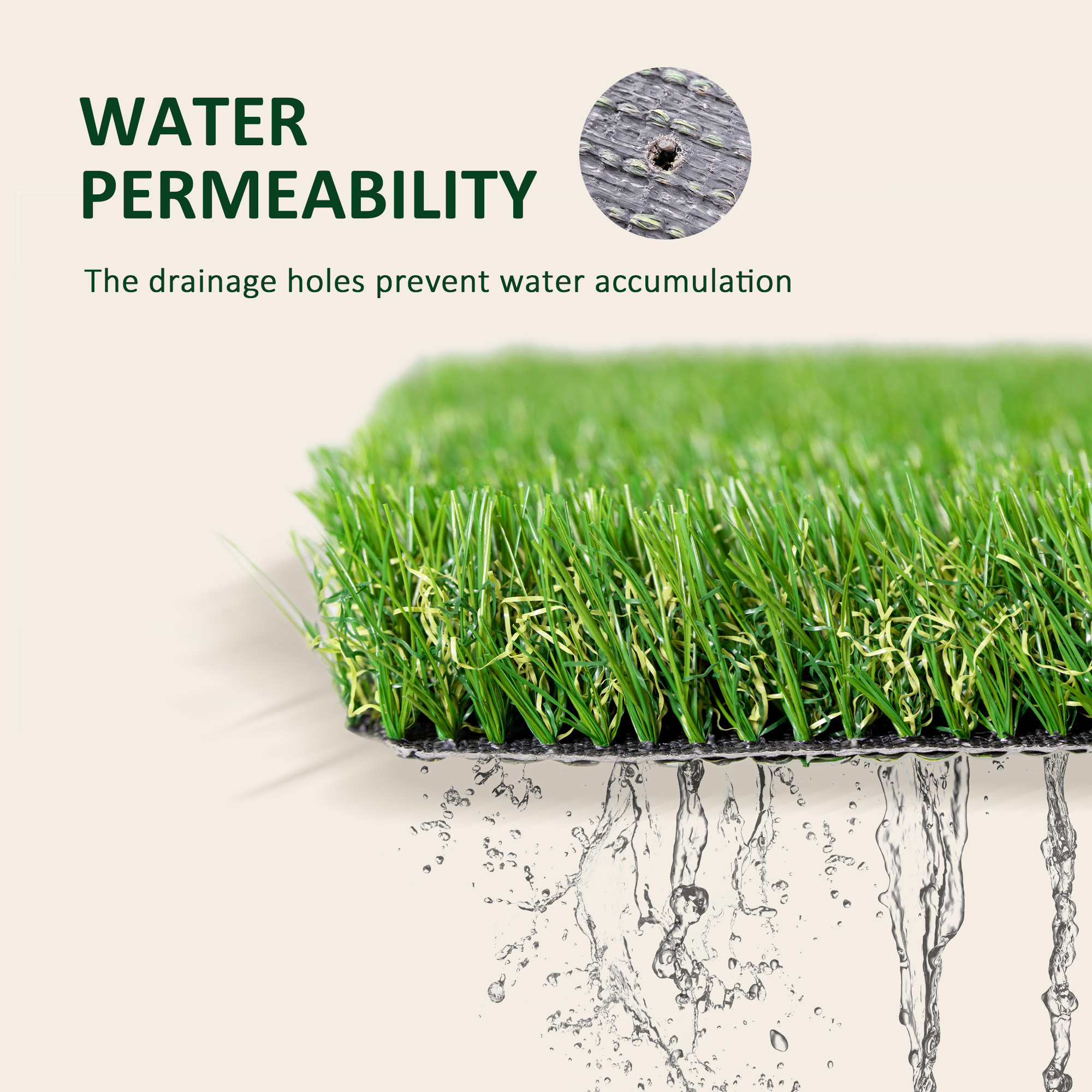 10'×3' Artificial Grass Turf 1.25" Pile Height, UV Protected Fake Lawn with Drain Holes for Backyard Patio Pet Playground