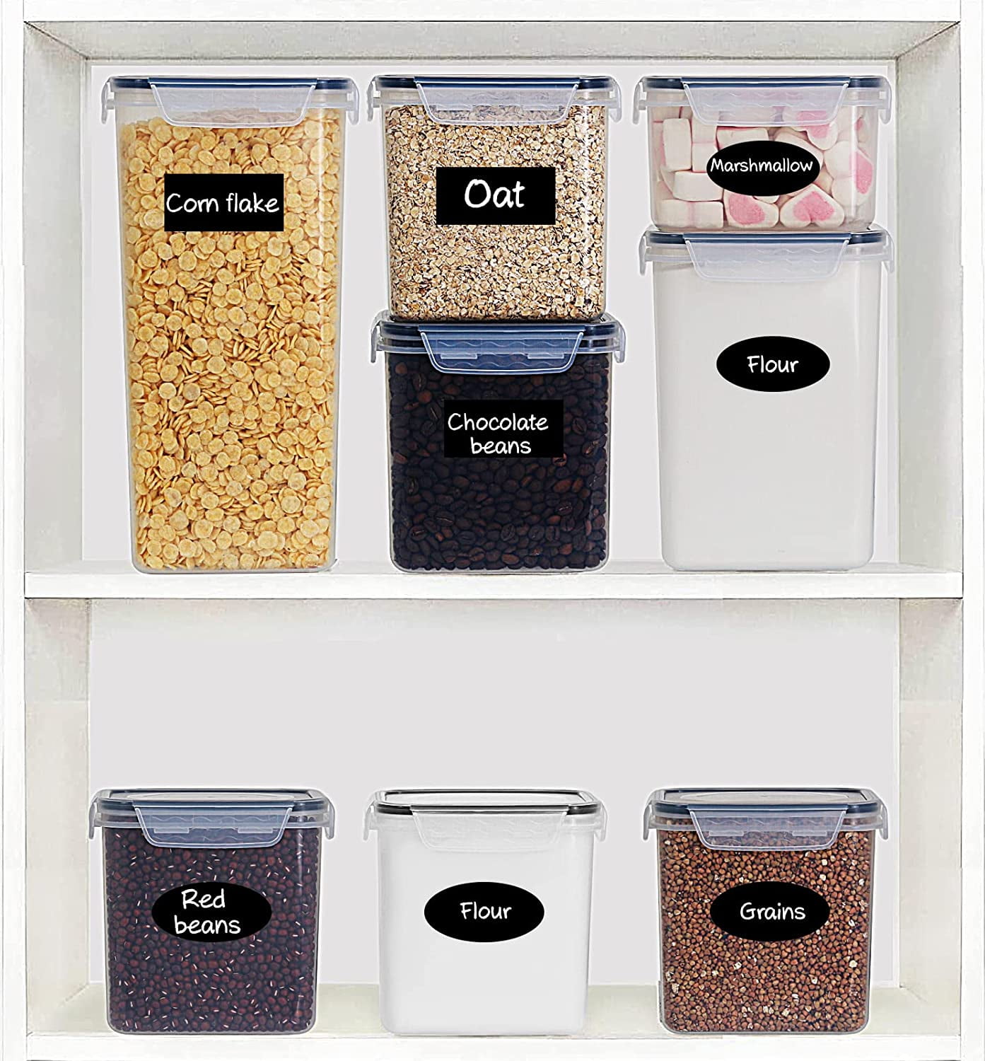 Airtight Food Storage Containers with Lids, 36 Pieces BPA-Free Plastic Kitchen and Pantry Organization Containers for Cereal, Flour and Sugar