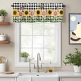 thumbnail image 2 of Vintage Floral Valance Curtain for Windows Yellow Pink Sunflower Butterflies Black Plaid Rod Pocket Curtain Valances Short Window Treatments Panels for Kitchen Bathroom Laundry Basement 60 x 18 Inch, 2 of 9