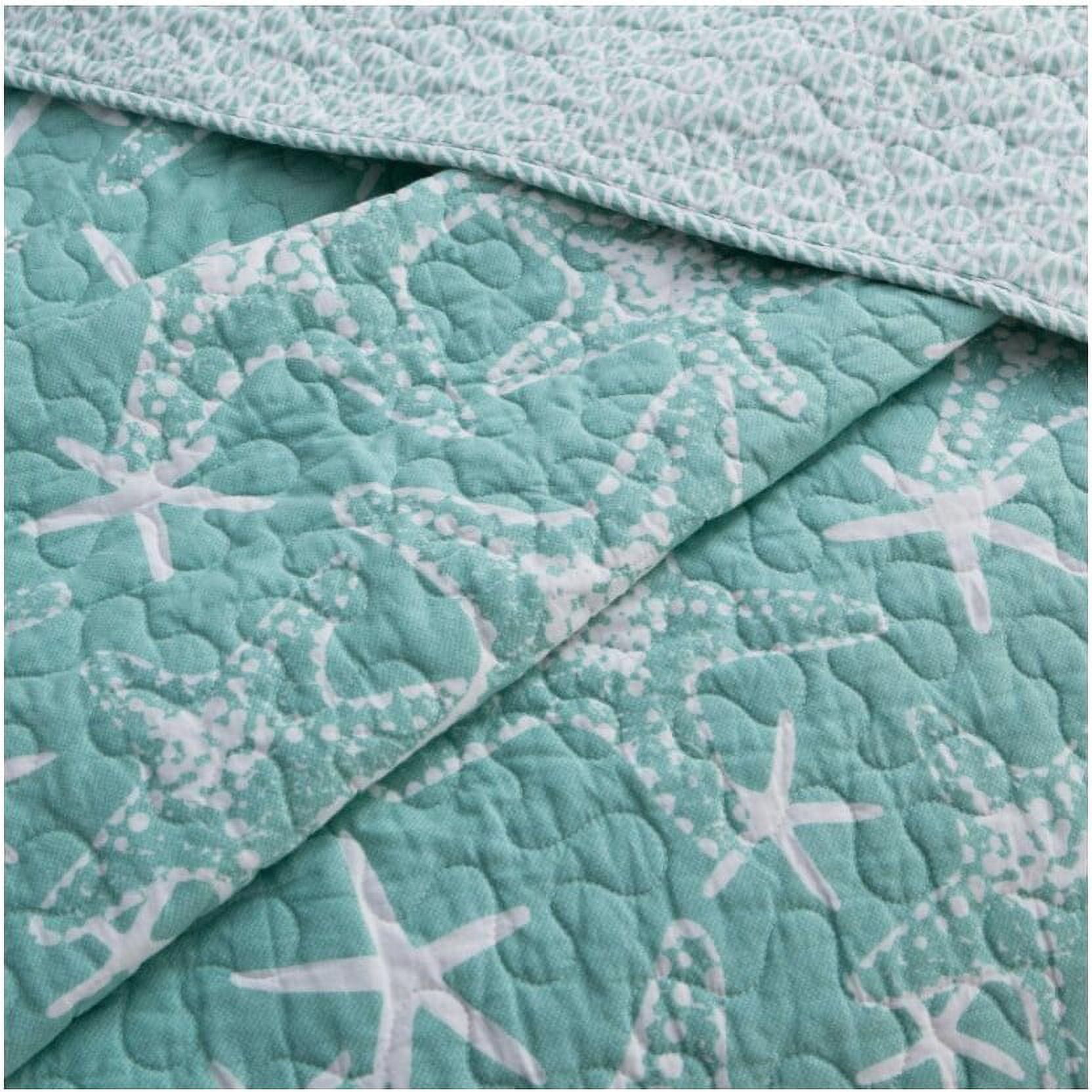 DESIGN STUDIO Starfish Aqua 2-Piece Cotton Quilt Bedding Set - Twin