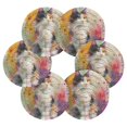 thumbnail image 6 of 6 Pcs Drink Coasters with Holder 3.94in Woven Coasters for Drinks Charming Hairy Cat Coaster Set for Protection Table, 6 of 7