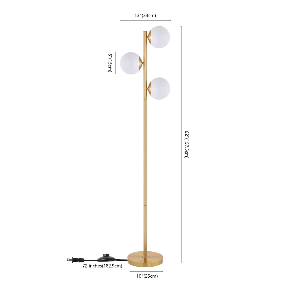 SAFAVIEH Devlyn 63 in. Mid-Century Floor Lamp, Brass Gold