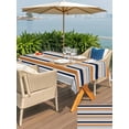 thumbnail image 5 of Outdoor Tablecloth with Umbrella Hole for Patio/Picnic/Party/Camping, Orange Grey Striped Waterproof Table Cloth Rectangle Table Cover Washable, Farmhouse Stripes Modern Abstract Art (60"x 120"), 5 of 8