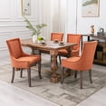 thumbnail image 3 of EHANCIS Fabric Upholstered Side Chairs Set of 2 ,High-Back Dining Chair with Solid Wood Frame and Nailhead Trim Legs, Suitable for Kitchen and Dining Room(Orange), 3 of 7