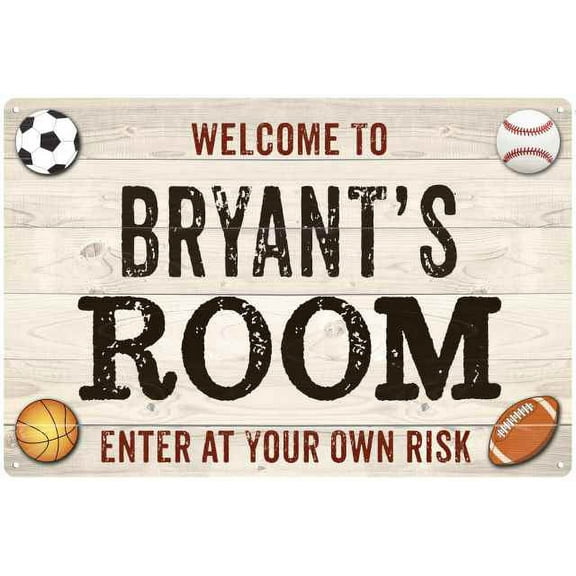BRYANT'S Room Kids Bedroom Sign Boy's 8x12 Metal 208120090366