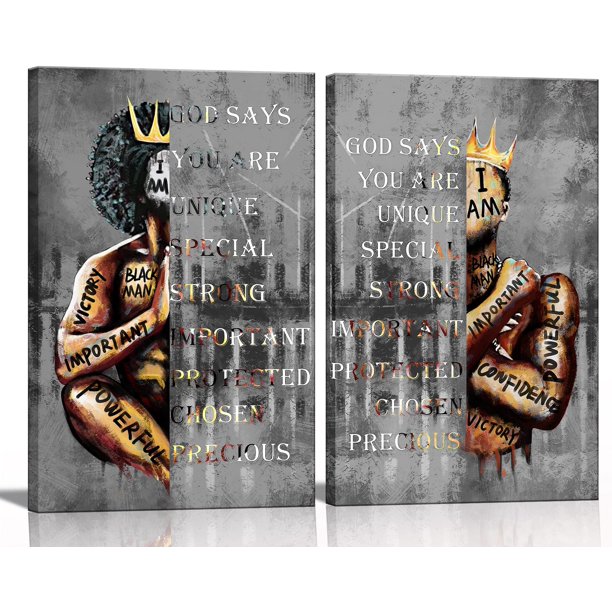 Arte De Pared Afroamericano Con Citas Inspiradoras De Hombre, Decoración De Pared, Retrato De Hombre, Póster Impreso, Pintura De Arte Para Sala De Estar, Dormitorio, Baño, Oficina, Decoración Del Hoga