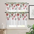 thumbnail image 2 of Christmas Kitchen Curtains and Valances Set, Rod Pocket Curtains Tier Farmhouse Window Curtains 36 Inch Length, Winter Poinsettia Green Pine Leaves Ball 3 Piece Kitchen Curtains Set, 2 of 6