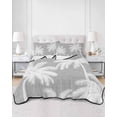 thumbnail image 2 of Quilts King Size Bedding Set, Grey Palm Trees Lightweight Quilted Comforter, Farmhouse Tropical Summer Beach Soft Reversible Bedspread Coverlet with Pillow Covers for All Season, 96" x 106", 2 of 7