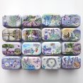 thumbnail image 2 of RSACCSKY 8Pcs Metal Hinged Tin Box Container Floral Farmhouse Rustic Mini Portable Small Storage Container Kit with Lid for Home Storage 2.1x1.5x1 Inch (Purple), 2 of 7