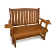 thumbnail image 6 of Fortune Candy Wooden Patio Glider, with Cup Holders, High Back and Deep Contoured Seat, Solid Fir Wood, Heavy Duty 800 lbs (Teak Tone, 2-Seater), 6 of 6