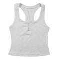 thumbnail image 3 of Hauaitttt Fashionable Women's Tanks and for Everyday and Vacation Wear Low U Neck Fitted Sleeveless Design with Button Decoration for Pairing with Jeans Casual Pants Or Skirts Muscle Tee 2 Tops Shirt, 3 of 4