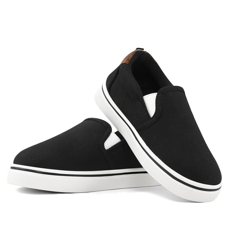 Bocca Kid s Slip on Sneakers Black Boys Canvas Walking Shoes Size 12