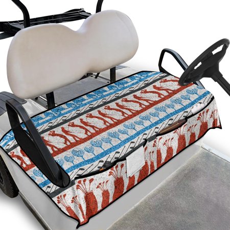 Renewold Universal Golf Cart Seat Cover with Pockets Comfortable Breathable Towel Blanket Accessories for Most 2 Person Seats 52 x 32 Inch Golfer Golf Ball Club Print Red Blue