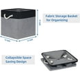thumbnail image 6 of Fabric Baskets 13 Inch Cube Storage Baskets with Rope Handle, Storage Cube Bins Clothes Basket for Gift, Large Storage Baskets for Storage Books, Blankets (White&Gray), 6 of 13