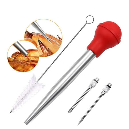 

Stainless Steel Turkey Baster Baster Syringe For Cooking Meat Injector Set With 2 Marinade Needles 1 Cleaning Brush