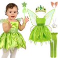 thumbnail image 2 of Disfraz de Campanilla para niña, disfraz de elfo verde para carnaval, fiesta de cumpleaños, Halloween, 2 of 5