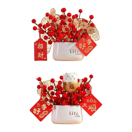

Red Berries Bouquet Flower Arrangement Potted Plants For Decoration