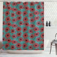thumbnail image 1 of Ambesonne Poppy Flower Shower Curtain, Swirls on Teal, 69"Wx84"L, Vermilion Black and Teal, 1 of 3